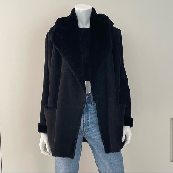 VINCE Hooded Shearling Coat - Picture 2 of 11